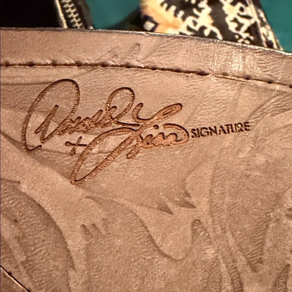 Donald J. Pliner Calf Hair Western Harness Boots Ikat Print Studded Heel - Picture 16 of 16